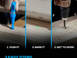OX Tools Tuff Shot Deep Reach Marker Tool, Drill Hole Markers, Chalkshot of Non Permanent Shot of High-Vis Green Chalk Deep Hole, Long Reach Marker, 250 Chalk Bursts shots