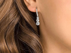 Swarovski Stilla Attract Trilogy Drop Pierced Earrings with White Crystals on a Rhodium Plated Setting with Hinged Closure