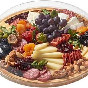 FARBERWARE Build-a-Board Cutting Board with Single Compartment and Clear Locking Lid for Charcuterie, Snacks, and More, Bamboo