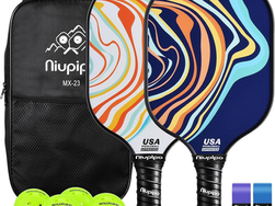 niupipo Pickleball Paddles Set of 2/4, USAPA Approved Lightweight Pickleball Rackets, Durable Fiberglass Surface with Polypropylene Honeycomb Core, Cushion Grip and Carry Bag