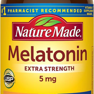 Nature Made Melatonin 5mg Tablets Extra Strength, 100% Drug Free Sleep Aid for Adults, 90 Tablets, 90 Day Supply