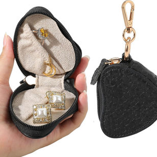 Jewelry Ring Holder Keychain – Portable Travel Gym Jewelry Storage Case for Rings Earrings Studs Necklace, Mini Jewelry Organizer Box Gym/Sports Jewelry Case (Jewelry Holder-Black)