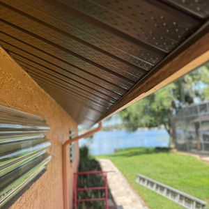 aluminum soffit panels installed under roof overhang