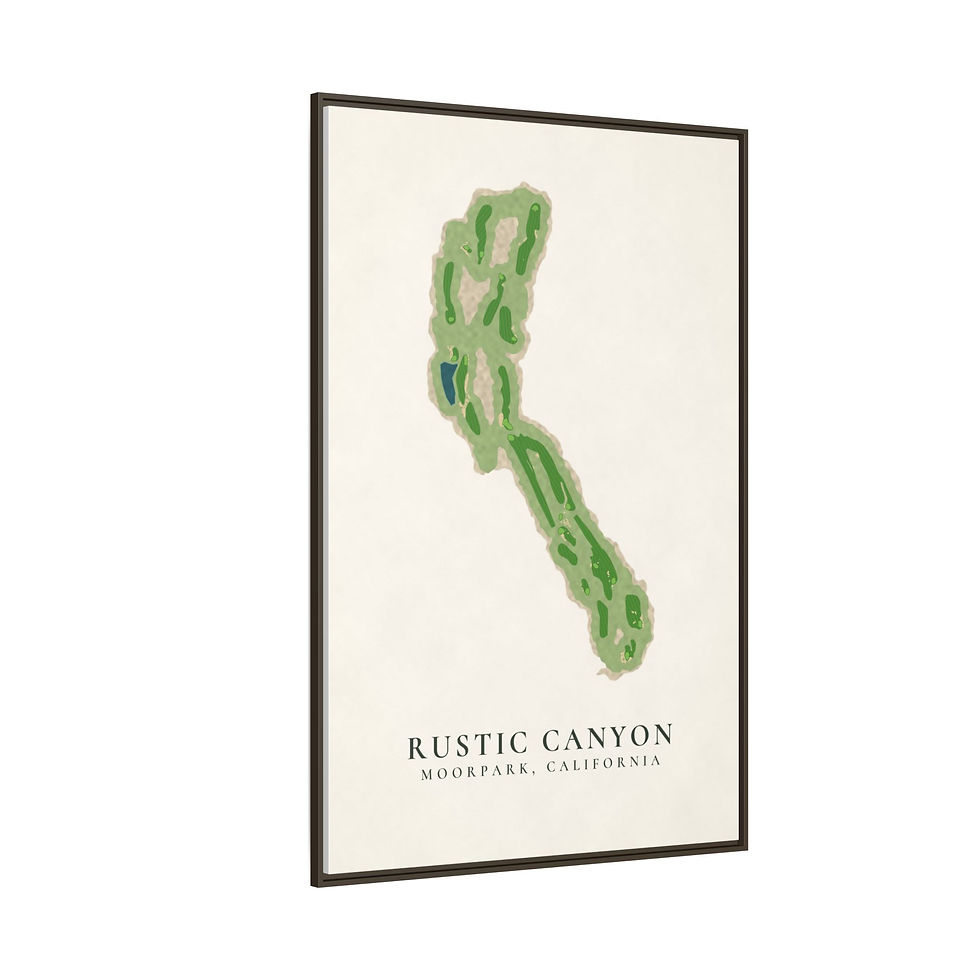 Thumbnail: Rustic Canyon Framed Canvas Golf Course Map, Moorpark CA Golf Wall Art