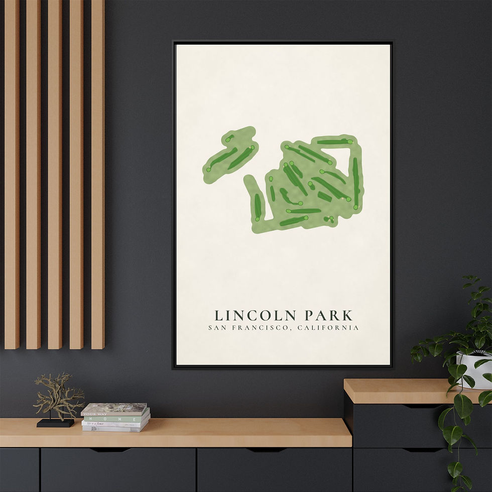 Thumbnail: Lincoln Park Framed Canvas Golf Course Map, San Francisco CA Golf Wall Art