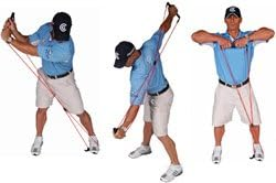a man using GolfGym PowerSwing Trainer in different ways