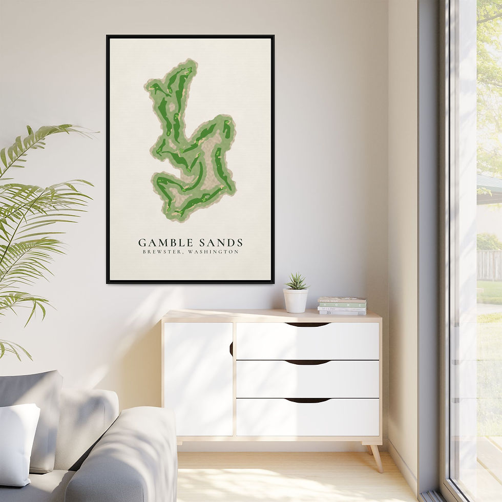 Thumbnail: Gamble Sands Framed Canvas Golf Course Map, Brewster WA Golf Wall Art
