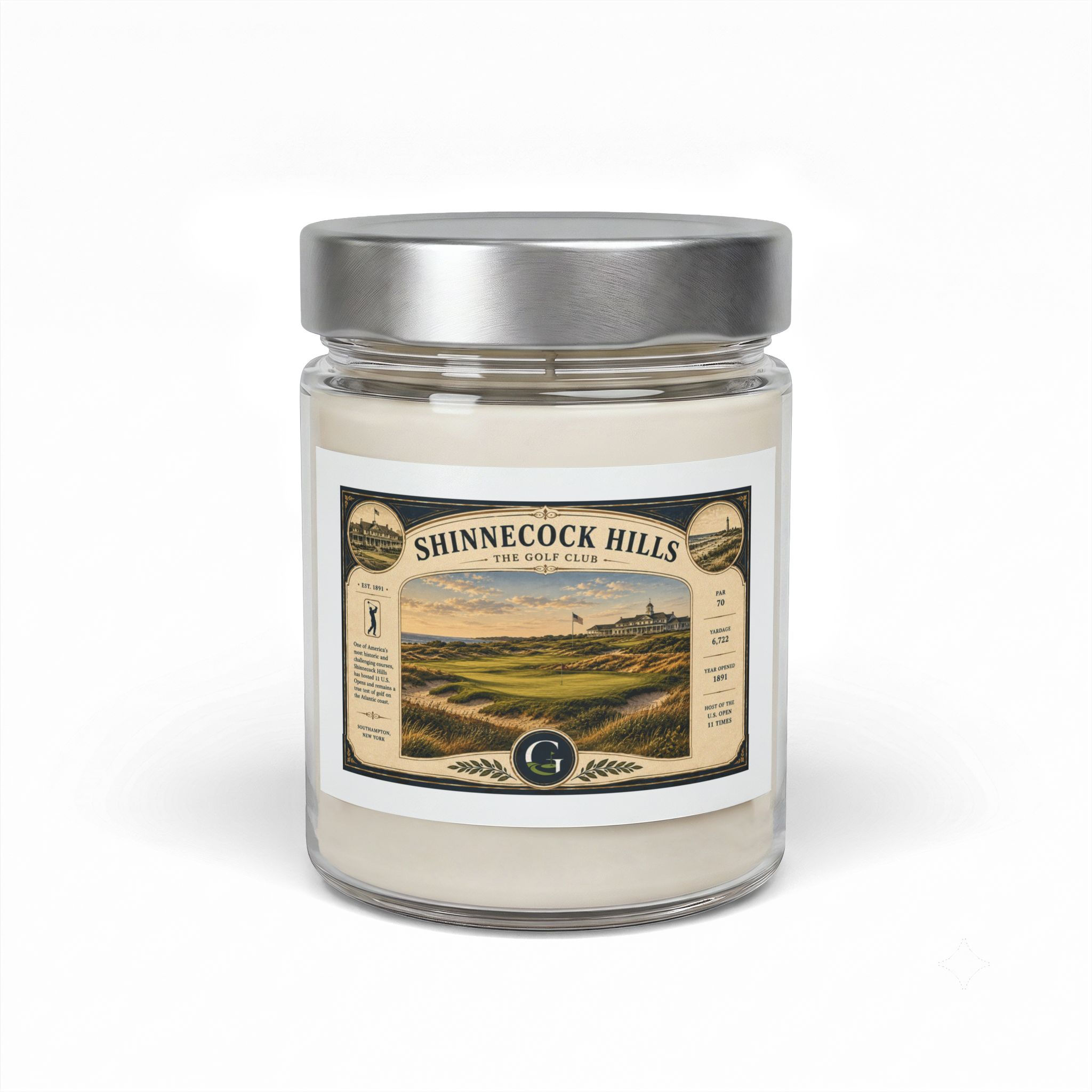 Shinnecock Hills Golf Course Map Candle, Golf Gift for Dad Soy Wax Candle, 9oz