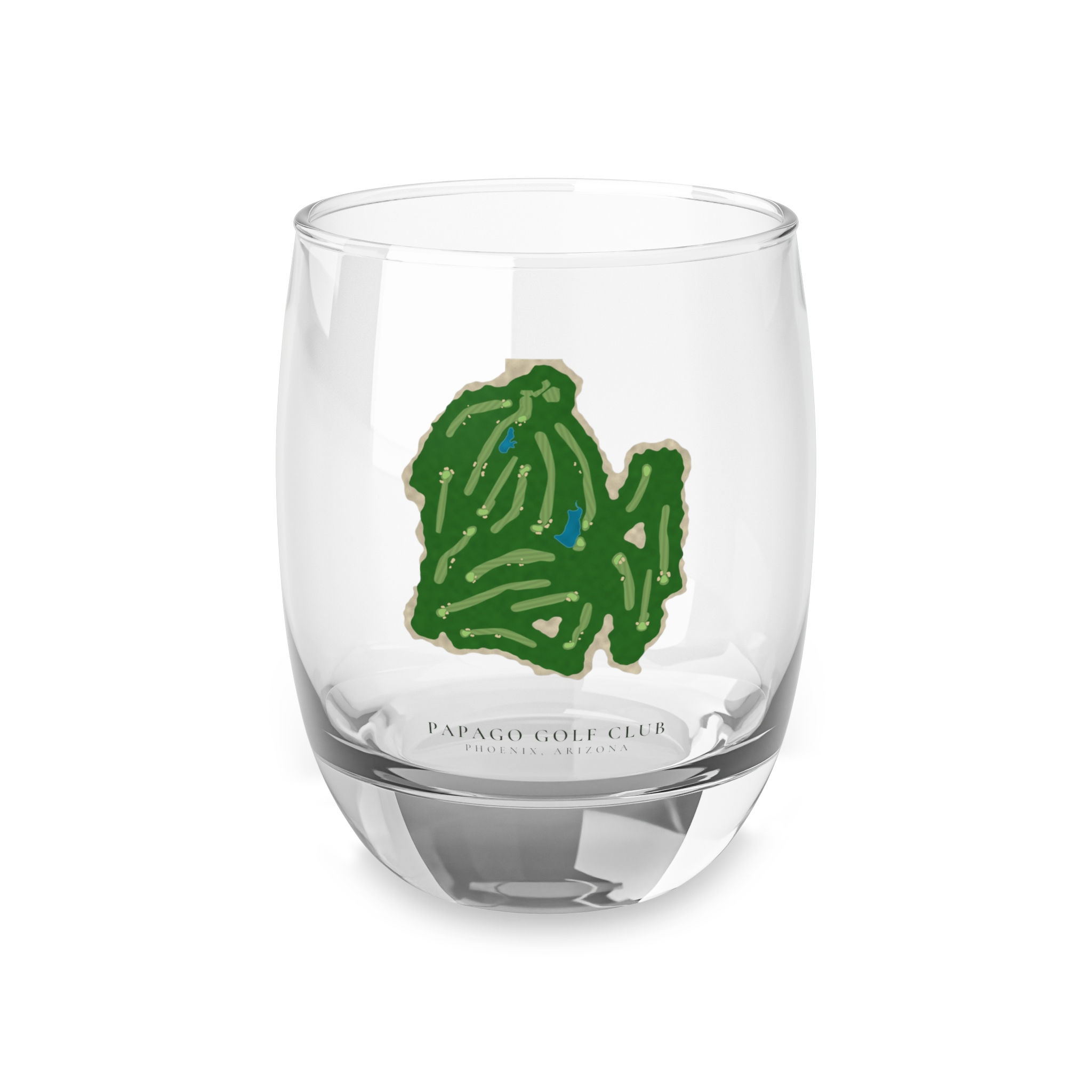 Papago Golf Club Whiskey Glass, Course Map Rocks Glass