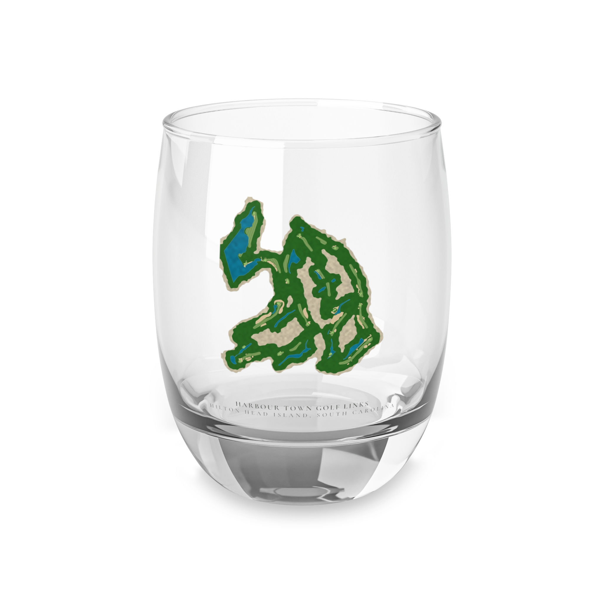 Harbour Town Golf Links Whiskey Glass, Course Map Rocks Glass