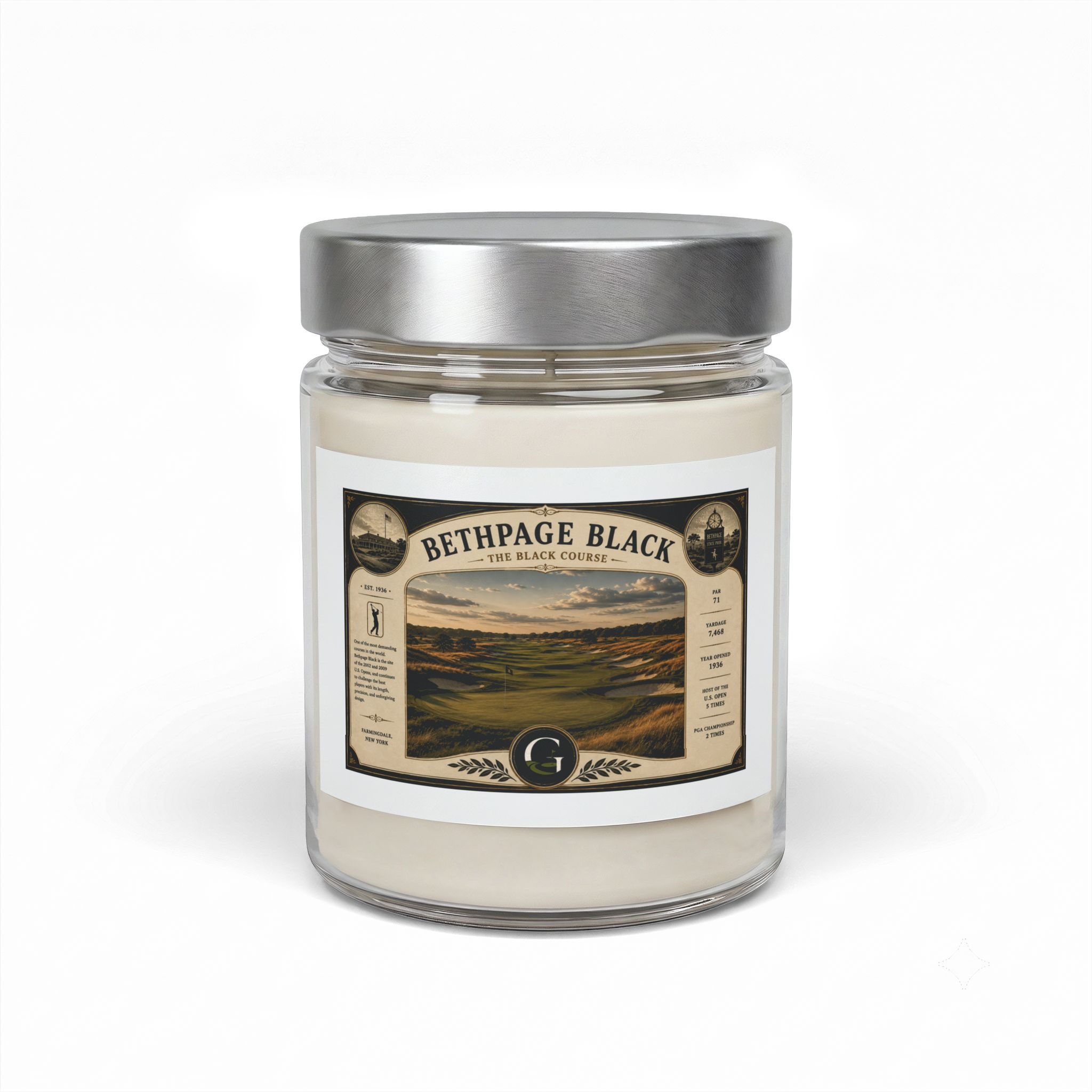 Bethpage Black Golf Course Map Candle, Golf Gift for Dad, Soy, 9oz