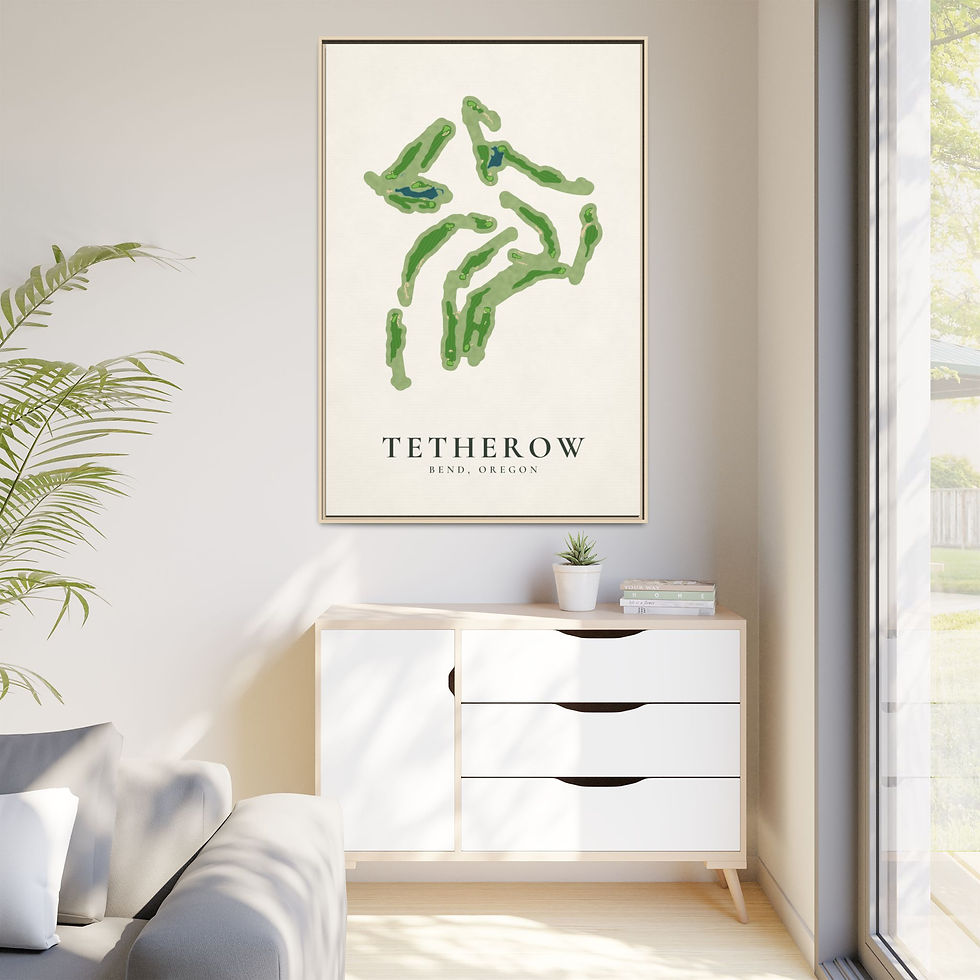 Thumbnail: Tetherow Framed Canvas Golf Course Map, Bend OR Golf Wall Art