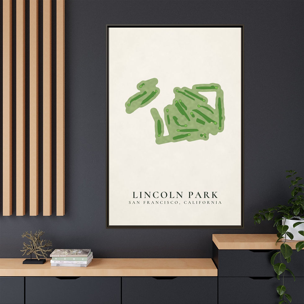 Thumbnail: Lincoln Park Framed Canvas Golf Course Map, San Francisco CA Golf Wall Art