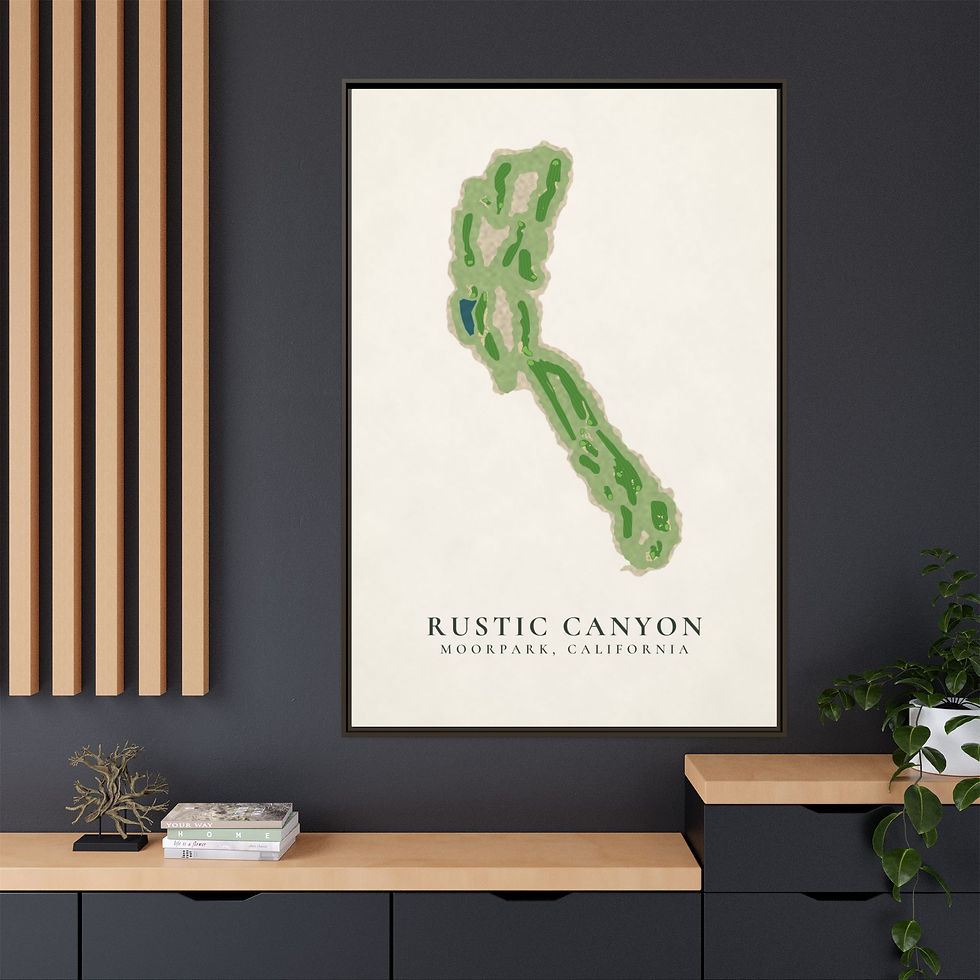 Thumbnail: Rustic Canyon Framed Canvas Golf Course Map, Moorpark CA Golf Wall Art