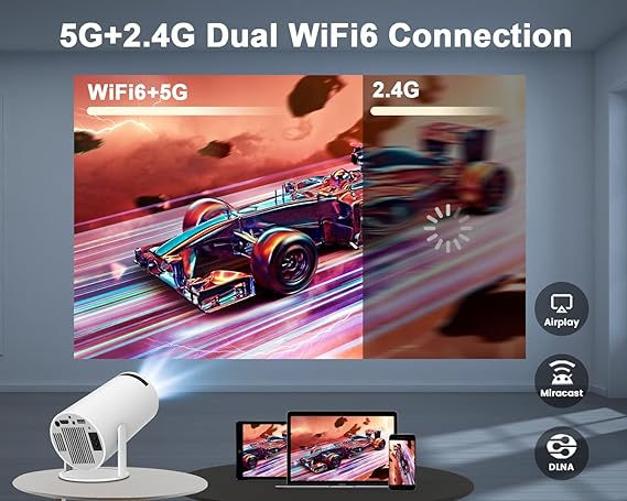 Thumbnail: Mini Projector 4K 1080P Support, Portable Projector WiFi6 BT 5.0 Android 11, Sma