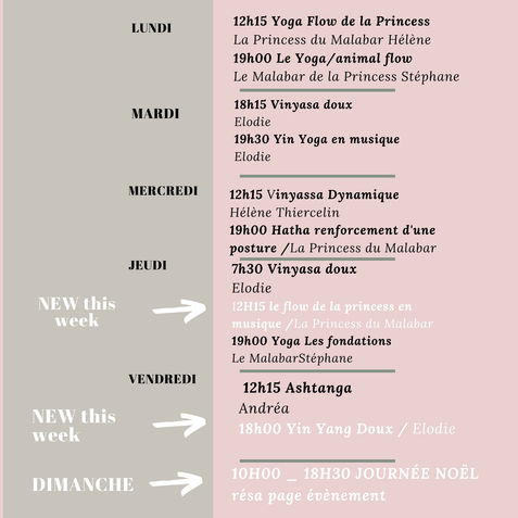 Le planning yoga du MalabarPrincess Toulouse