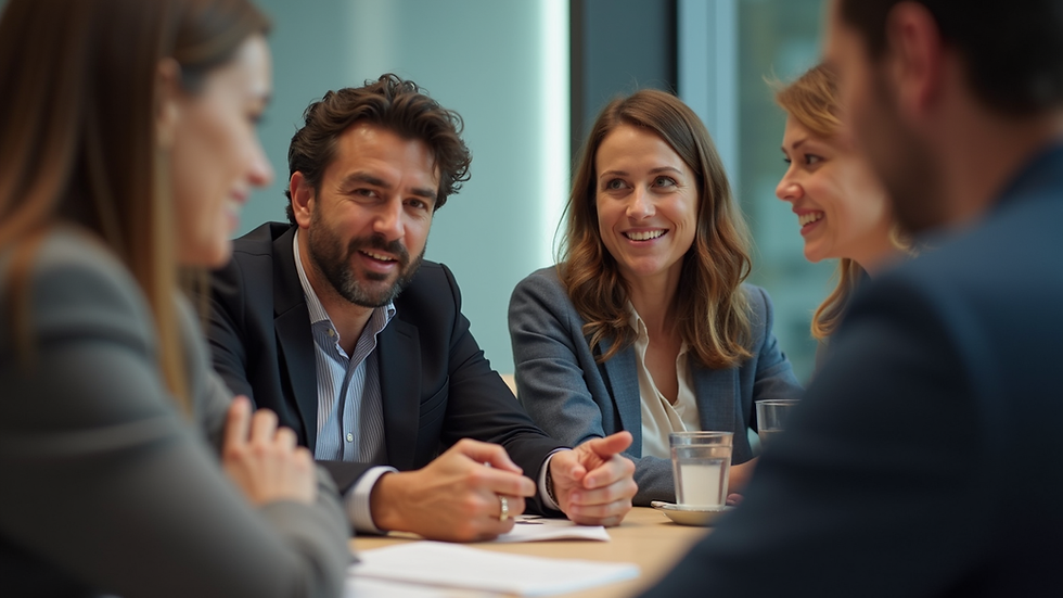 Eye-level view of a group of people engaged in a lively discussion
