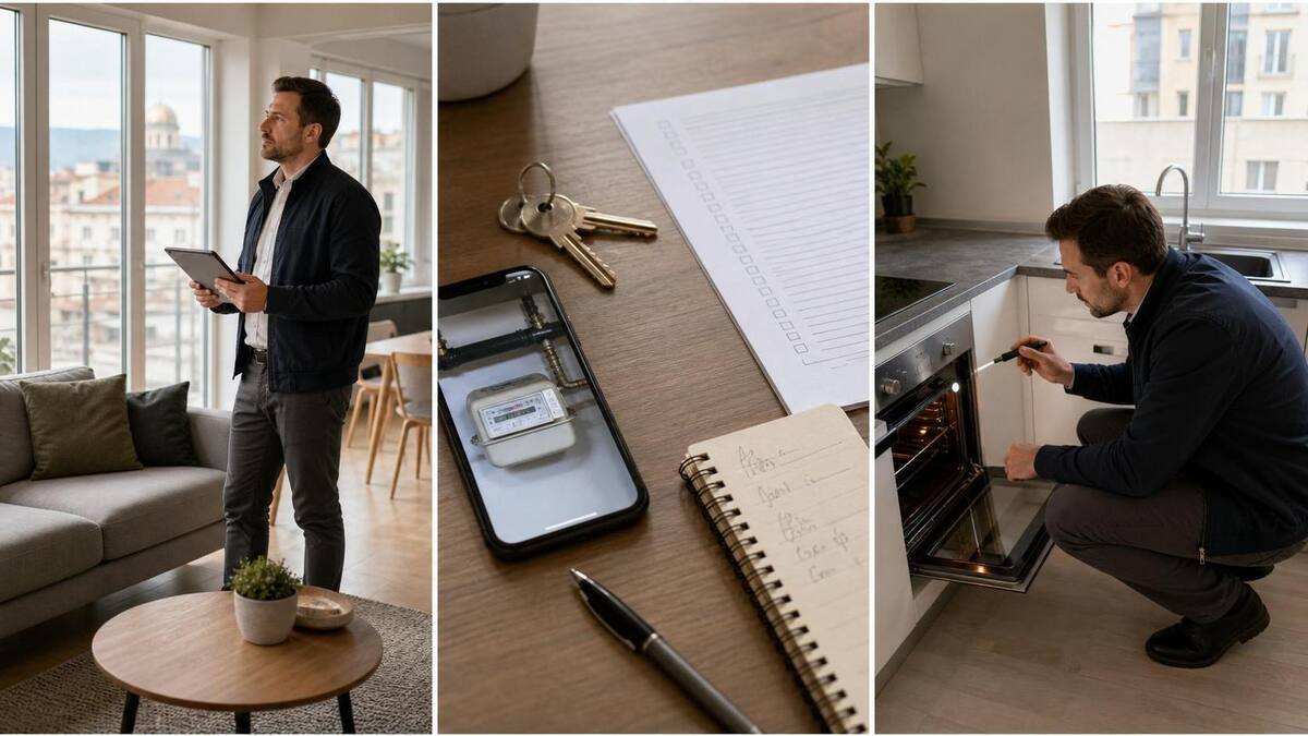 Rental apartment inspection with a checklist