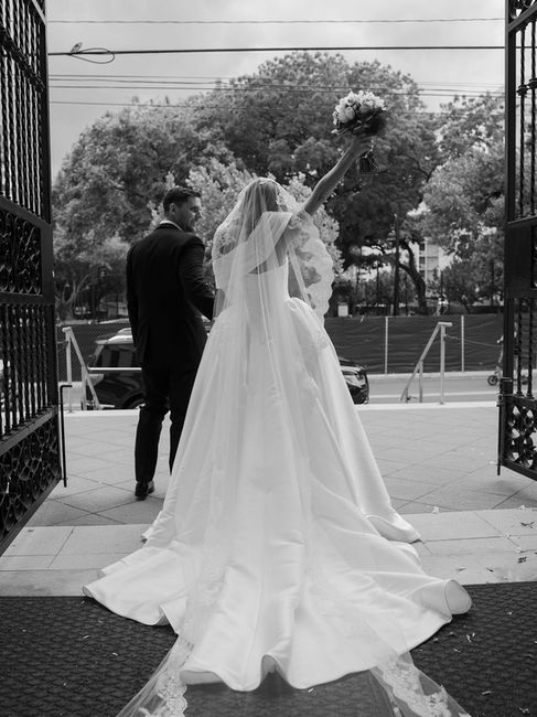 Bride and groom exiting Stella Maris Church in Condado on their way to San Juan Mariott Resort
