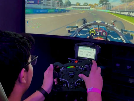 Racing on a F1 Simulator at the pink falcon