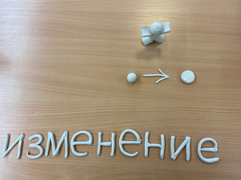 Слово и модель из пластилина "Изменение"