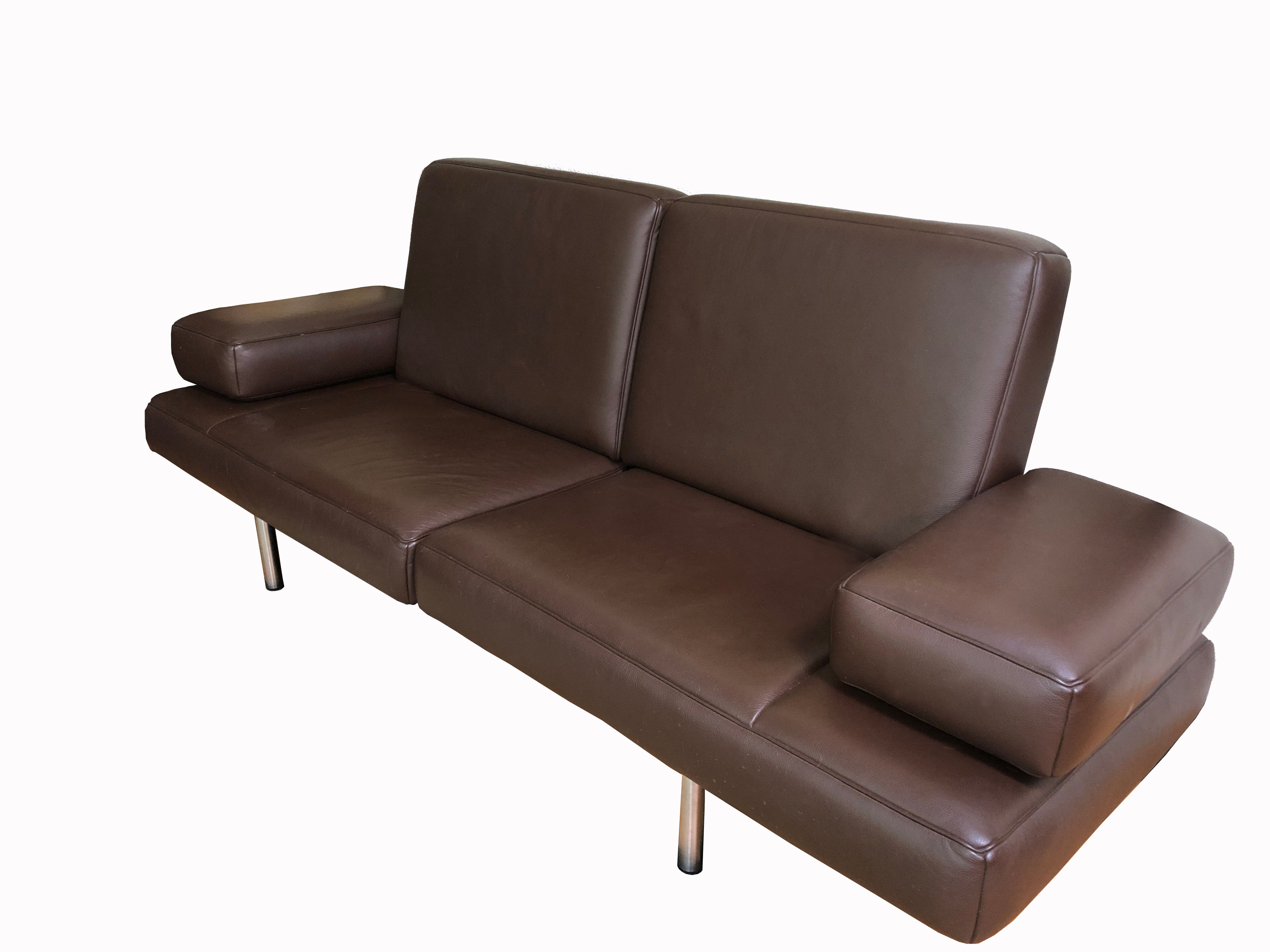 De Sede DS640 Brown Leather Sofa Chaise