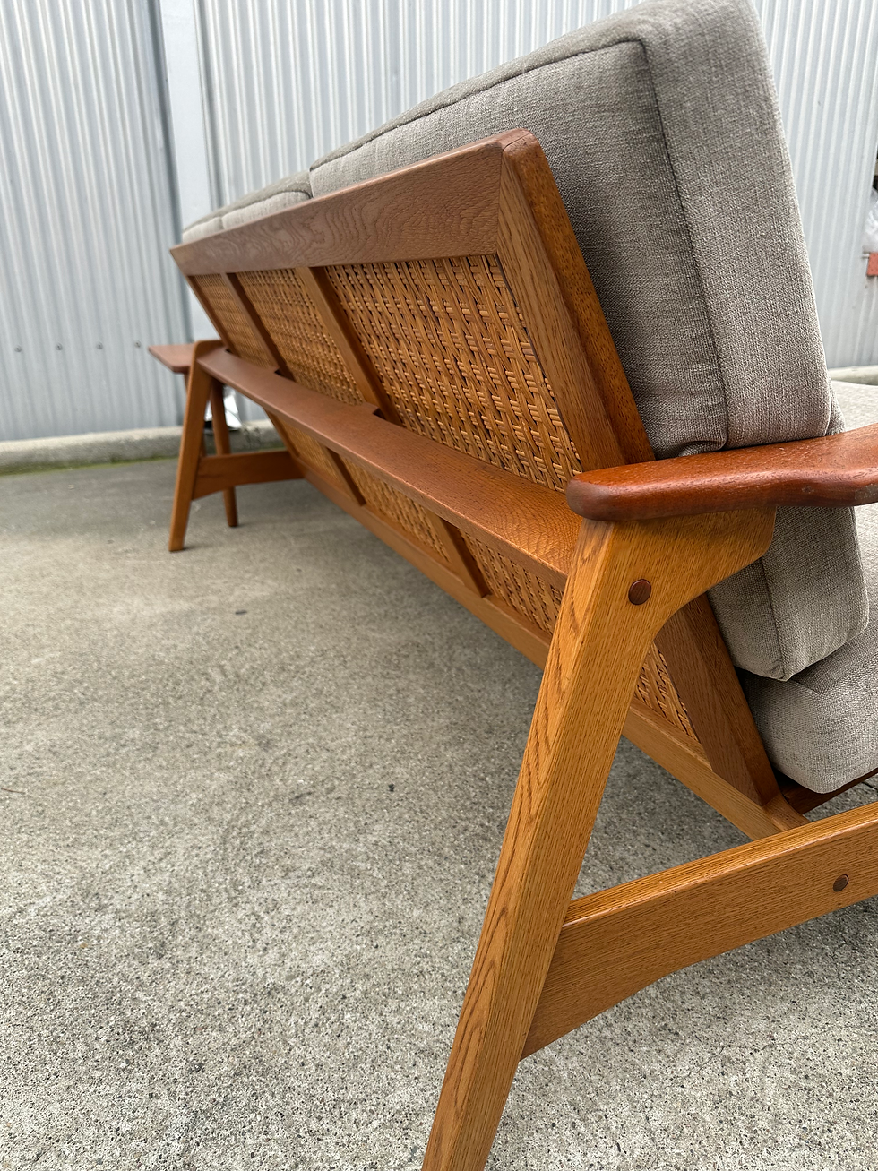 Thumbnail: Danish Sectional by Torben Strandgaard, Teak, oak, cane