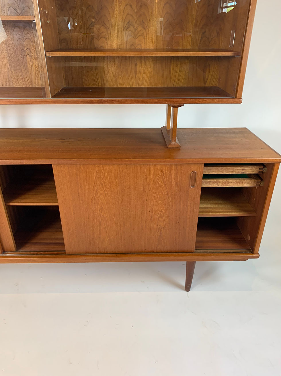 Thumbnail: Danish Modern Teak Credenza w/Removable China Hutch