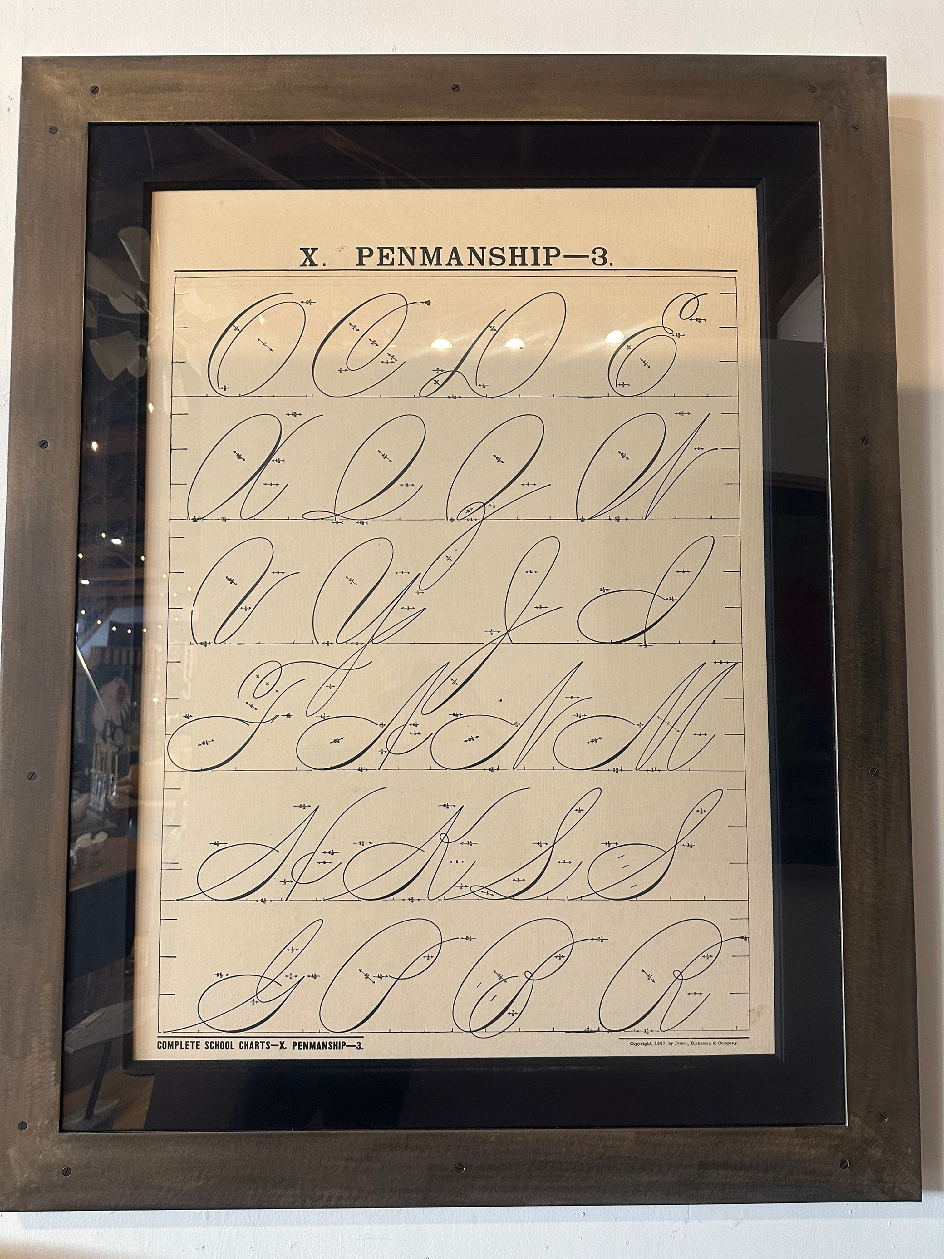 Framed 19th C. Handwriting Lithos from Obsolete INC,LA