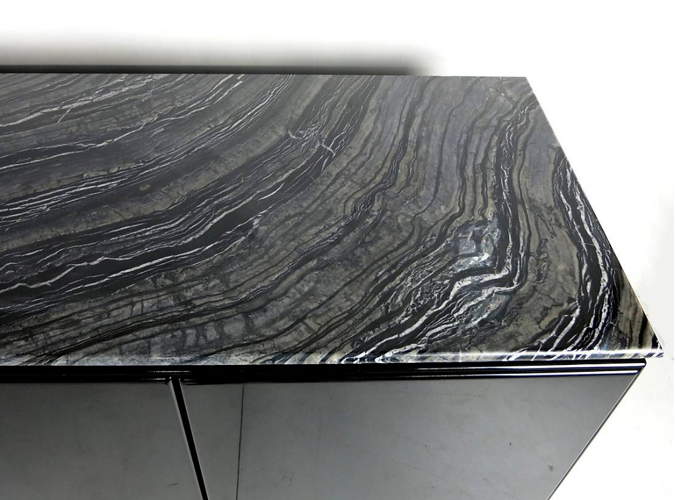 Thumbnail: Clean-Lined French Polished Lacquer Cabinet with Marble Top