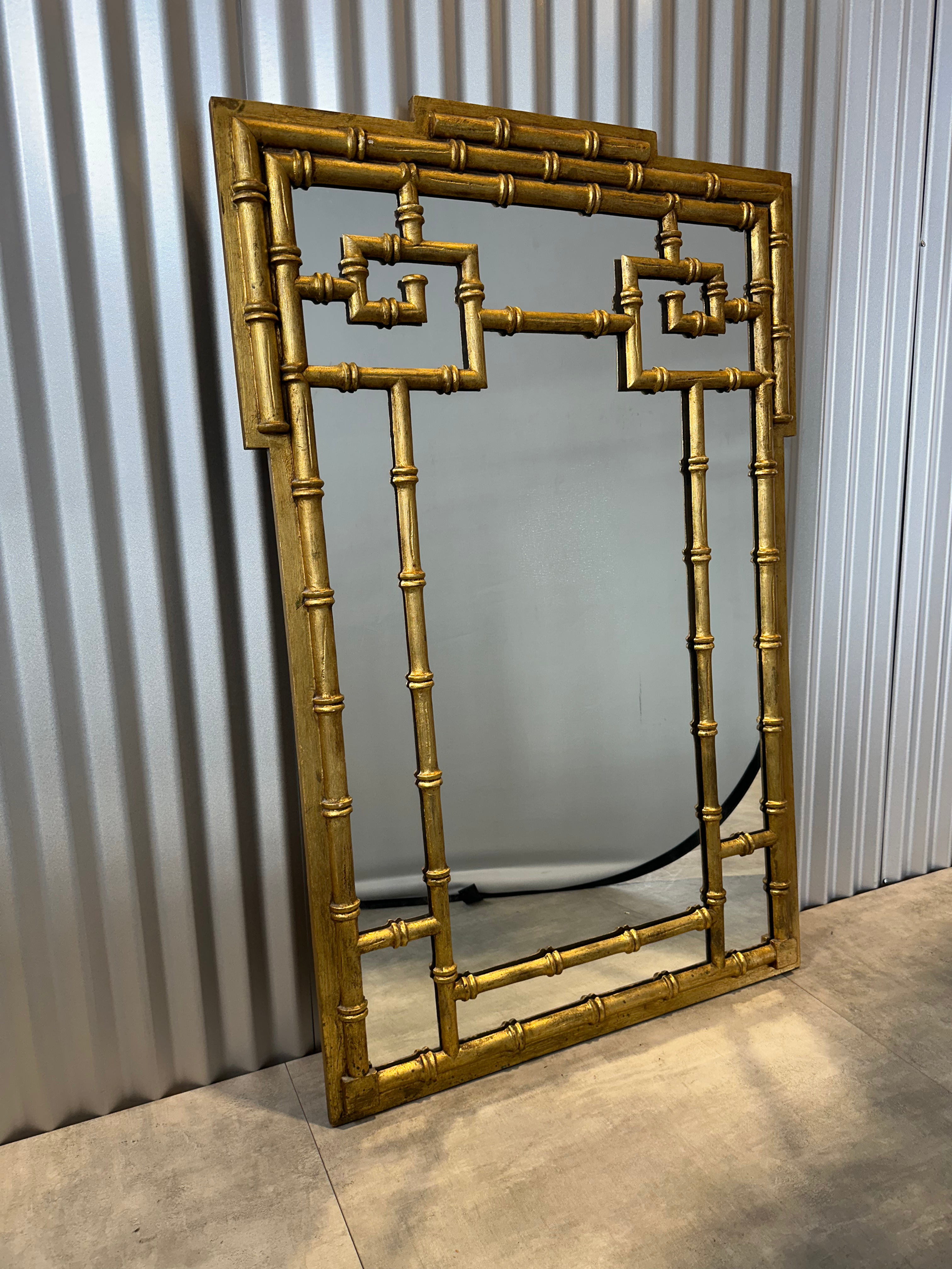 Italian Chinoiserie Giltwood Faux Bamboo Mirror