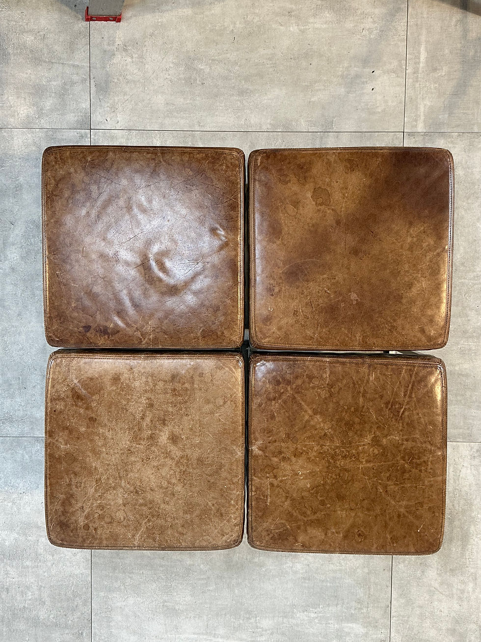 Thumbnail: DeSede Leather and Stainless Ottoman Set of 4 