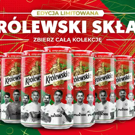 Pierwsza w historii edycja limitowana piwa Królewskie z wizerunkami zawodników Legii Warszawa.