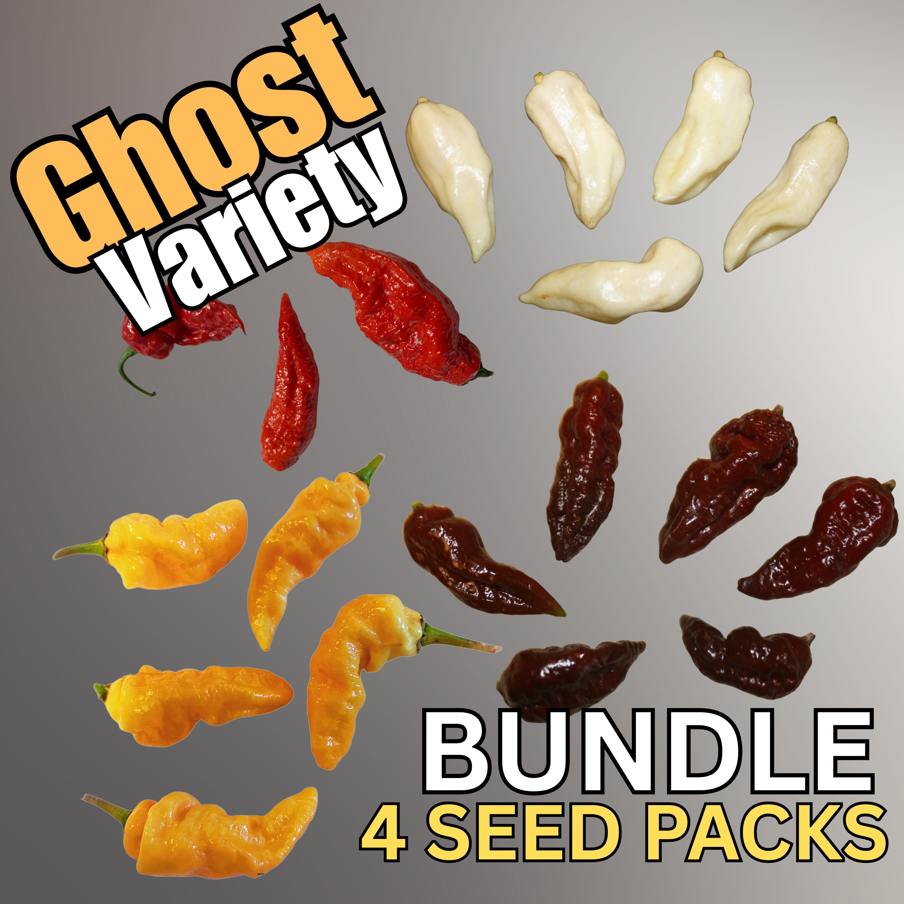 Ghost Superhot Seed Bundle from Harmony Springs Farm â includes Red, Yellow, Peach, and White Ghost Peppers. Farm-tested, ext