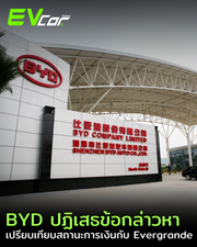 BYD ปฏิเสธข้อกล่าวหา เปรียบเทียบสถานะการเงินกับ Evergrande