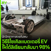 นักวิทยาศาสตรค้นพบ วิธีรีไซเคิลแบตเตอรี่ EV ให้ได้ลิเธียมกลับมา 98%