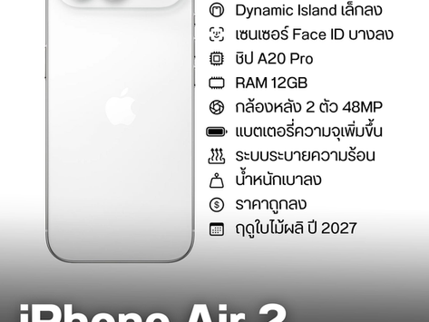 คาดการณ์สเปก iPhone Air 2