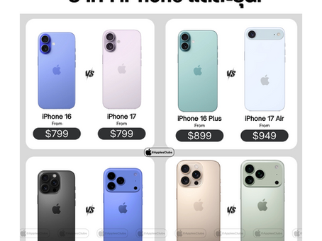 ราคา iPhone 17 เทียบกับ iPhone 16 