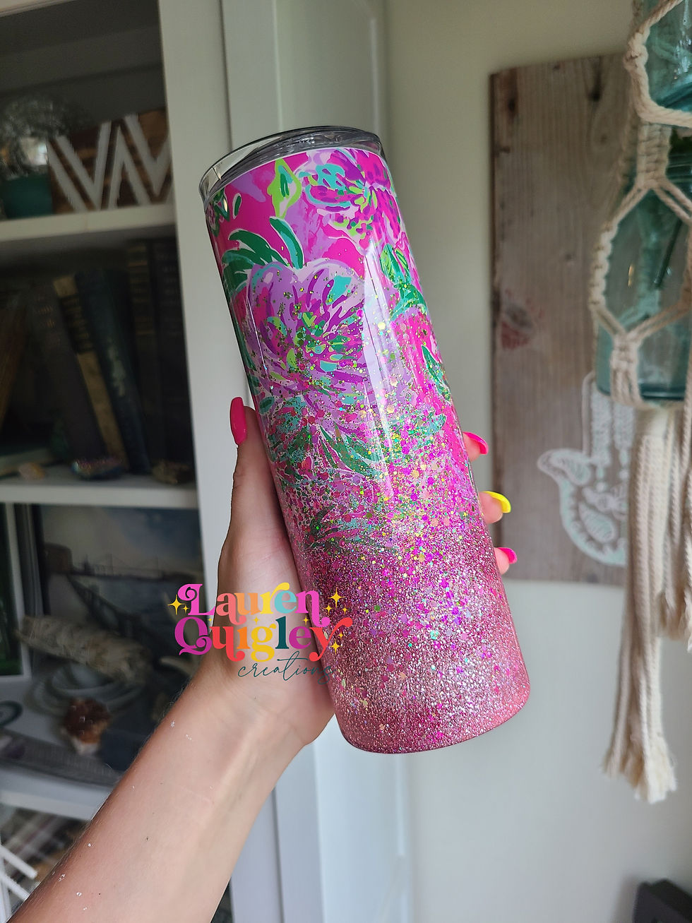 Thumbnail: Pink floral glitter melt 20oz