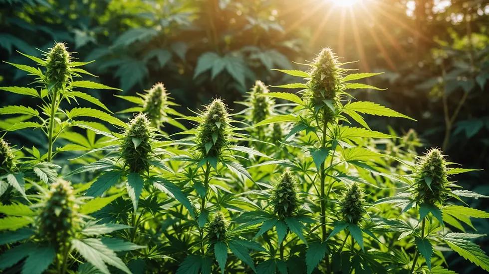 Growing cannabis plants in sunlight