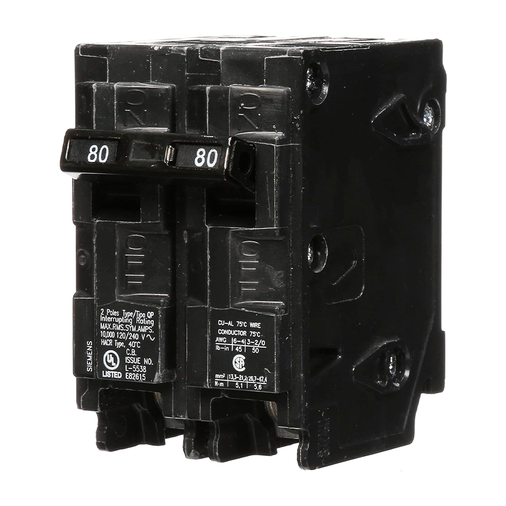 SIEMENS Q280 80-Amp Double Pole Type QP Circuit Breaker, black