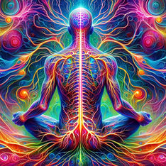 A multi-colour image of a neurological network of a human.