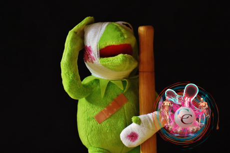 Kermit the frog holding his head