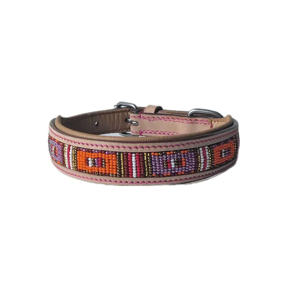 Thumbnail: Leren halsband PINK MASSAI