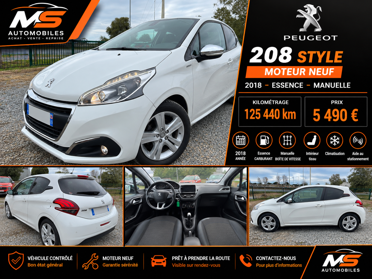 PEUGEOT 208 STYLE MOTEUR NEUF – 2018 – 1.2 82 ch
