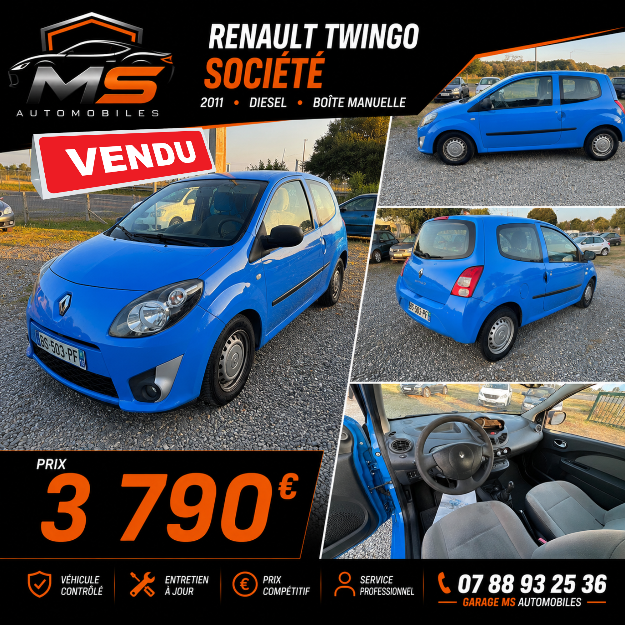RENAULT TWINGO SOCIÉTÉ – 2011 – 75 ch 163 200 km