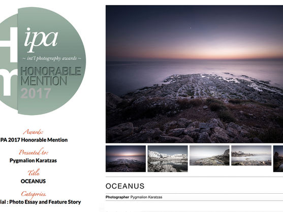 'Oceanus' series receives honorable mention at the IPA 2017 awards