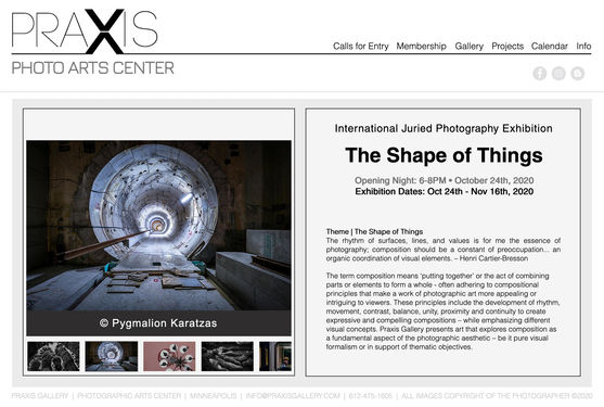 Selected photographer at Praxis Gallery international exhibition 'The Shape of Things'