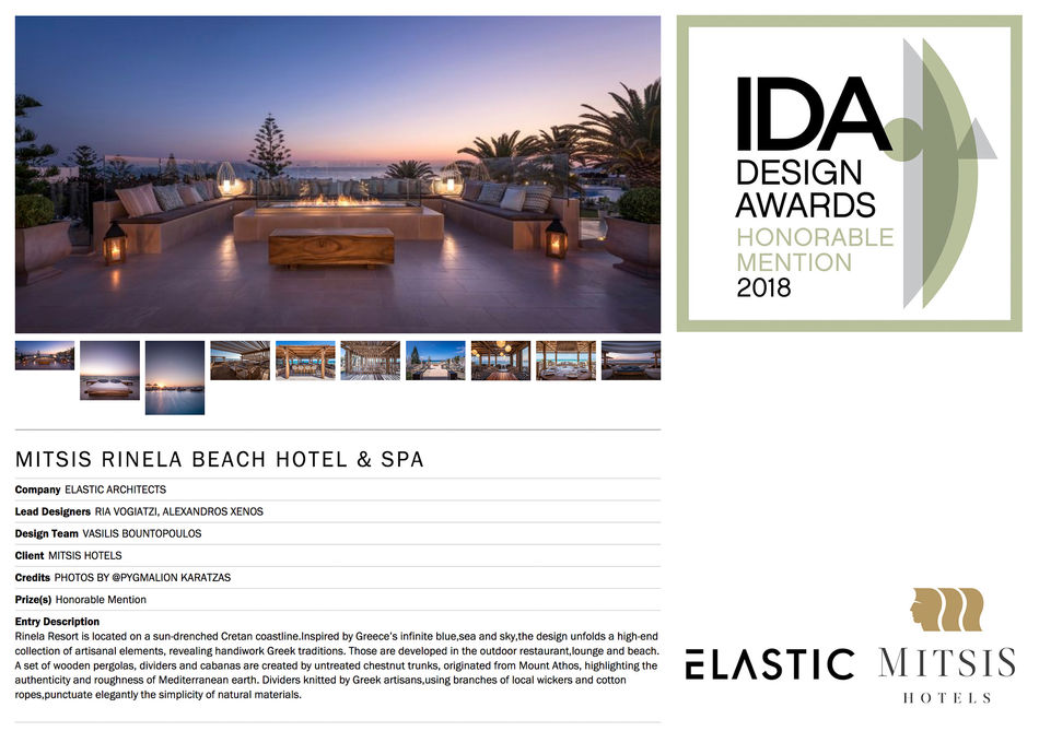 Honorable mention at the IDA 2018 for Mitsis Rinela by Elastic Architects