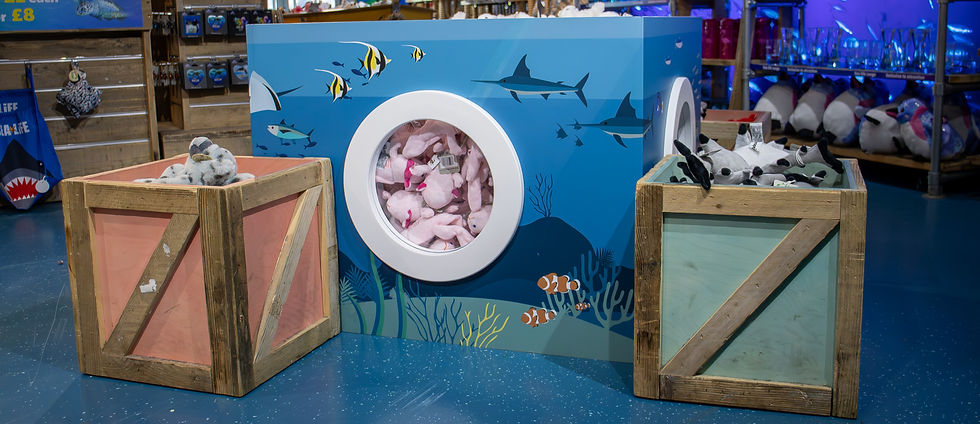 Zappi Co. custom made plush cube in the Sealife Centre Birmingham gift shop